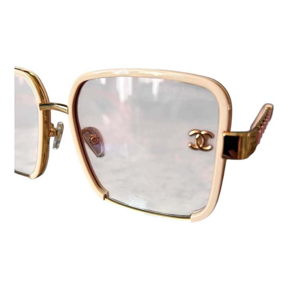 CHANEL Gold Frame Square Glasses